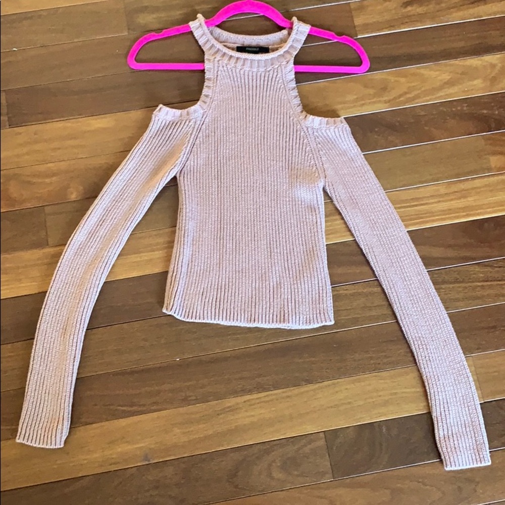 Pink/Mauve Cold Shoulder Sweater